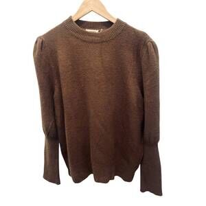 NEW ADORA women's puff shoulder sweater in cocoa brown